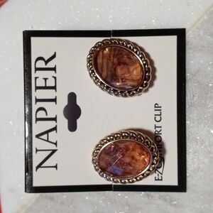 Napier clip on earrings amber color